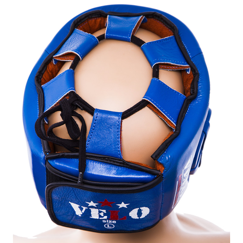 Шолом боксерський Velo AIBA, шкіра, розмір М, L, XL, синій