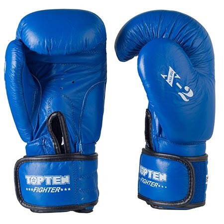 Боксерские перчатки TopTen X-2, кожа, 8oz, синий