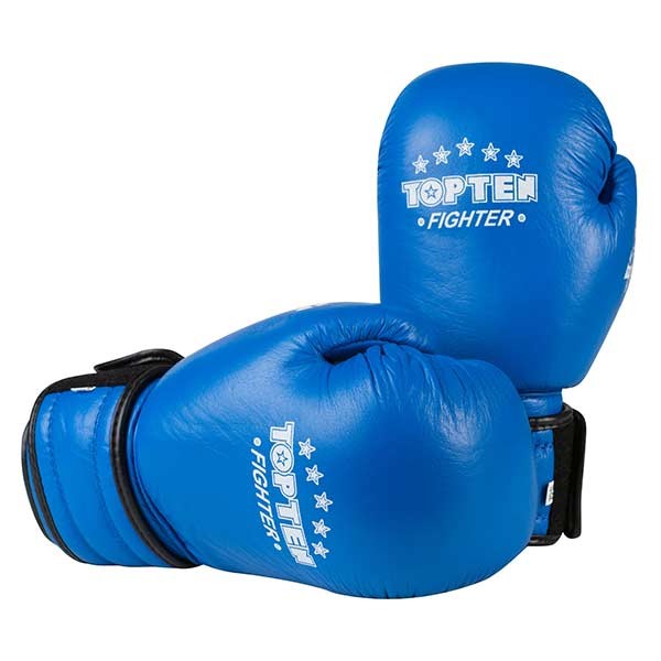 Боксерские перчатки TopTen X-2 кожа, 10,12oz, синий.