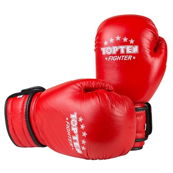 Боксерские перчатки TopTen X-2, кожа, 8oz, красный.