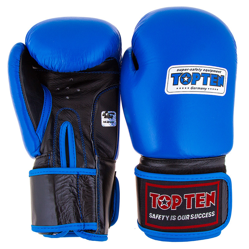 Боксерские перчатки TopTen, кожа, 10,12oz синий