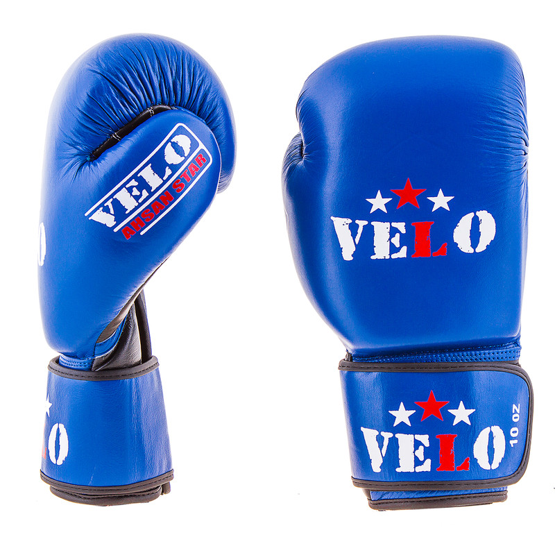 Боксерские перчатки Velo AIBA, кожа, 10oz, синий
