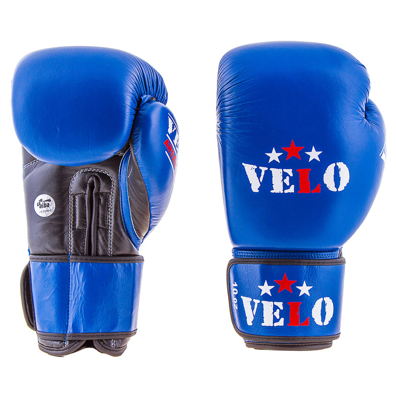 Боксерские перчатки Velo AIBA, кожа, 10oz, синий