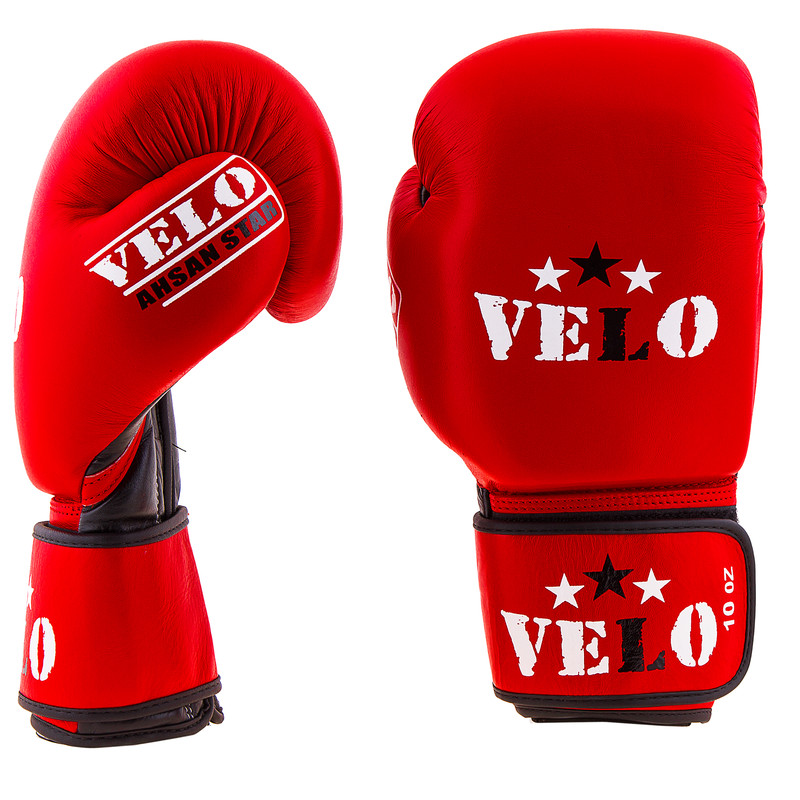 Боксерские перчатки Velo AIBA, кожа, 10oz, красный