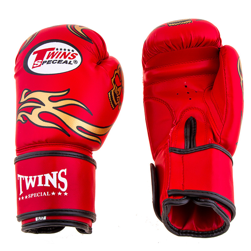 Боксерские перчатки Twins, PVC, 8oz,10oz,12oz, красный.