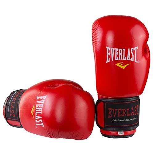 Боксерские перчатки Ever 3Strap, кожа, 12oz, красный.