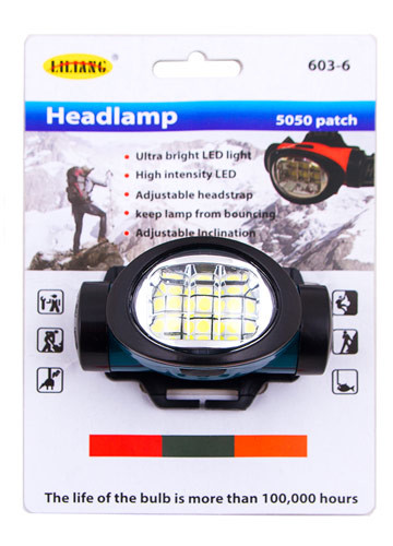 Фонарь на голову, 8LED, BL-603-6C. Скидка от 10 шт.