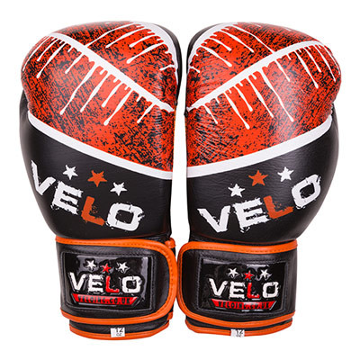 Боксерские перчатки Velo microfiber, кожа, 10oz, черно-оранжевый