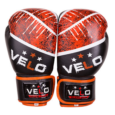 Боксерские перчатки Velo microfiber, кожа, 10oz, черно-оранжевый