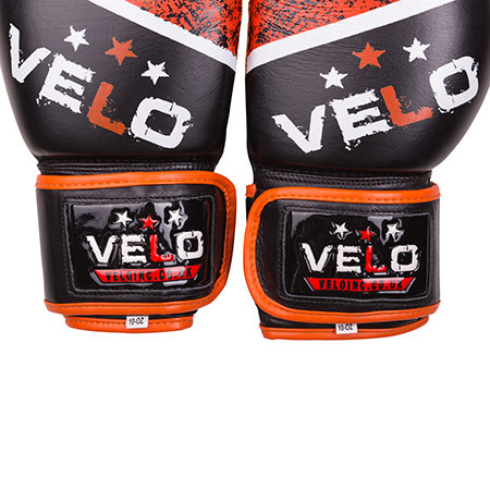 Боксерские перчатки Velo microfiber, кожа, 10oz, черно-оранжевый