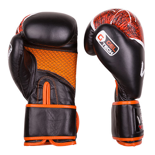 Боксерские перчатки Velo microfiber, кожа, 12oz, черно-оранжевый