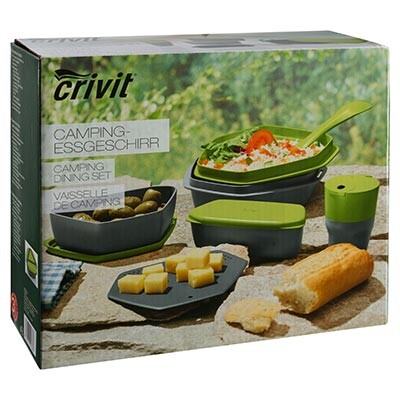 Набор посуды Ланч Crivit, силикон, пластик, оранжевый, салатовый. Скидки.