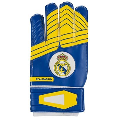 Вратарские перчатки Latex Foam REALMADRID, желто/синий, размеры 5, 6, 7, 8, 9.