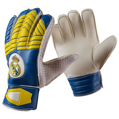 Вратарские перчатки Latex Foam REALMADRID, желто/синий, размеры 5, 6, 7, 8, 9.