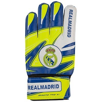 Вратарские перчатки Latex Foam REALMADRID, сине-желтый, размеры 5, 6, 7, 8, 9.