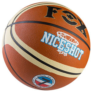Мяч баскетбольный№7 резиновый, FOX NiceShot, коричневый с полосой. Скидка от 1 ящ.