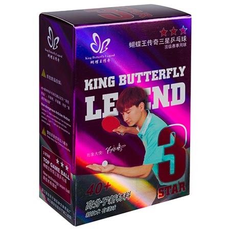 Шарики для настольного тенниса Butterfly King 3*, 40+мм, 6шт, белый.