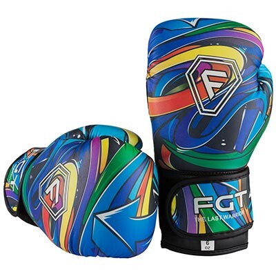 Боксерские перчатки FGT, Flex, 6oz, рисунок, "радуга"