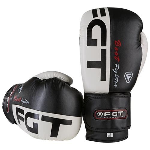 Боксерские перчатки FGT 3555, Flex, 10oz, 12oz, черный/белый.
