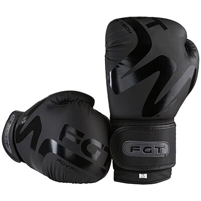 Боксерские перчатки FGT collection 3035, Flex, 10oz, 12oz, черный, нашивка на манжете.
