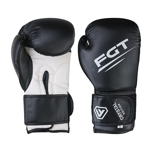Боксерские перчатки FGT Cristal EDITION, Flex, 10oz, 12oz, черный/белый