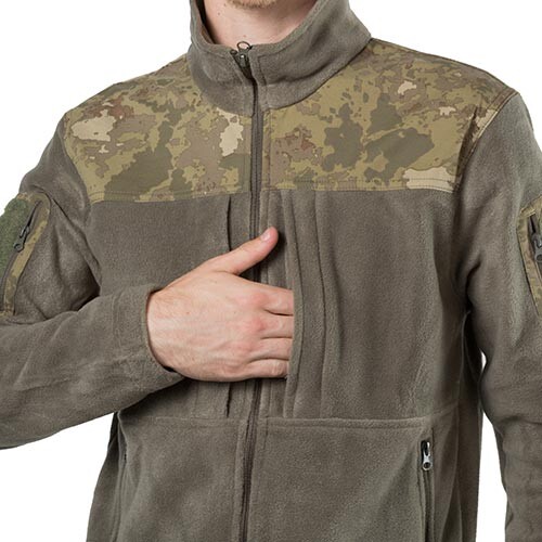 Куртка флисовая Bikatex-4, олива, разм. М, вставка на плечах.