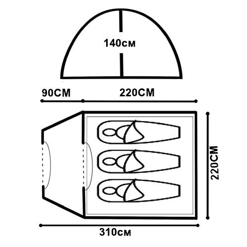 Палатка 3-х местная Mimir 1011-3.