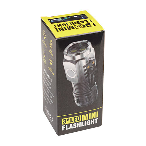 Ліхтар ручний, пластик корпус, 3LED міні.