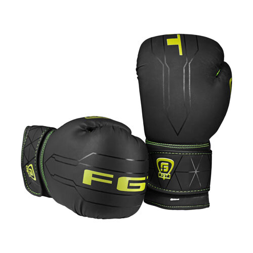 Боксерские перчатки FGT, 2320, 8oz, 10oz, 12oz, черный/зеленый.  