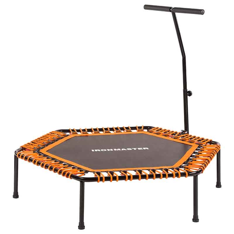 Фитнес батут с ручкой, 50"(126см) IronMaster, оранжевый/черный.