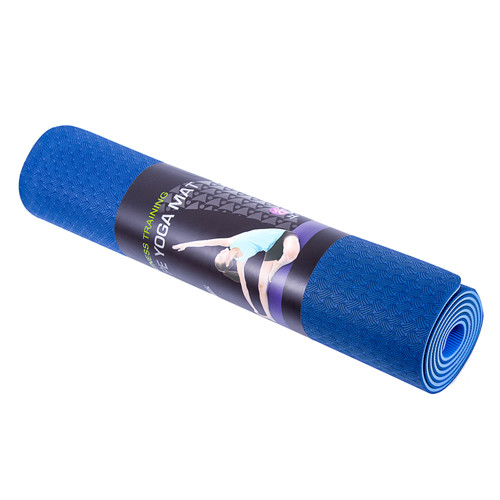 Йогамат, килимок для фітнесу, TPE+TC, 2 шари, IronMaster 173x61x0.6см, 860гр, син/т.
