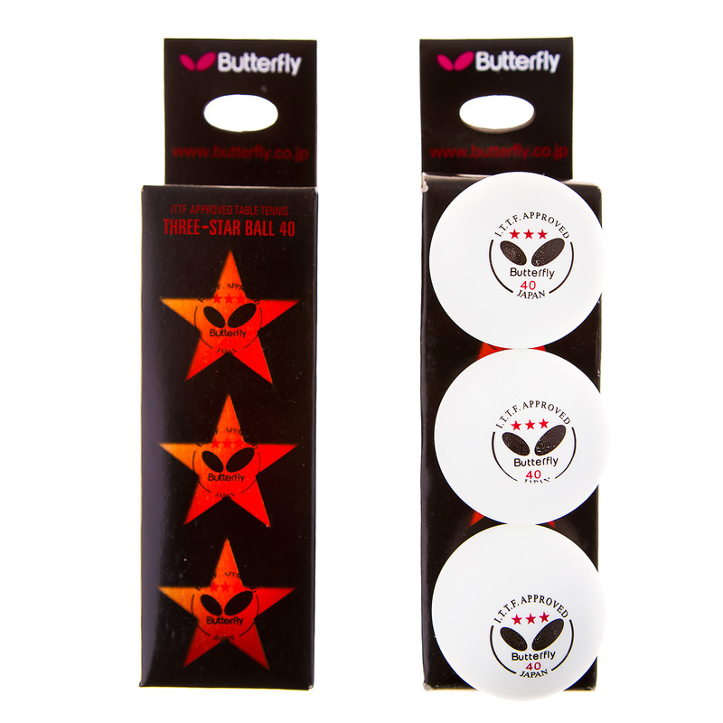 Шарики для настольного тенниса Butterfly 3Star, 3шт, белый.