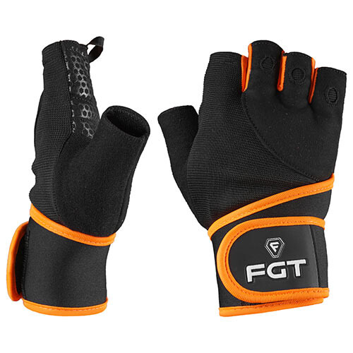 Перчатки атлетические FGT 150707, черный/оранж, размер L, XL, 2XL.