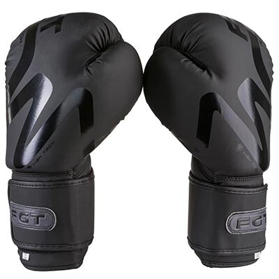 Боксерские перчатки FGT collection 3035, Flex, 10oz, 12oz, черный, нашивка на манжете.