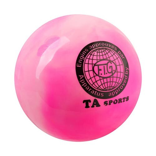 Мяч гимнастический TA SPORT, 280грамм, 16 см, мраморный, розовый.