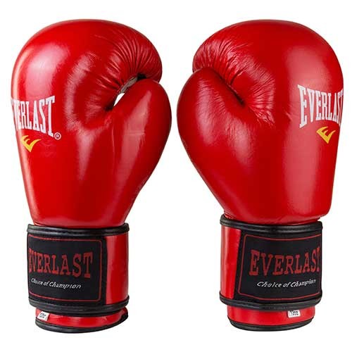 Боксерские перчатки Ever 3Strap, кожа, 12oz, красный.