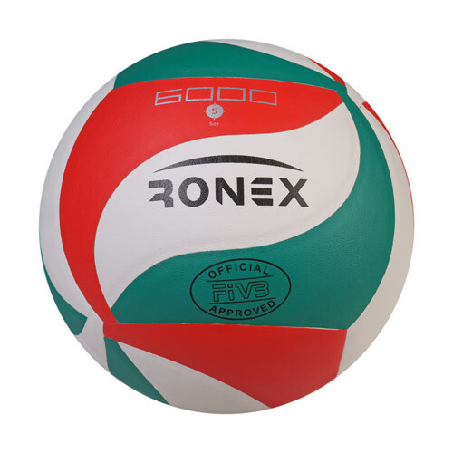 Мяч волейбольный Ronex 6000PU, красный/белый/зеленый.  Скидка на ящик.