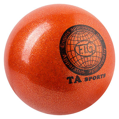 Мяч гимнастический TA SPORT, 400грамм, 19 см, глиттер, оранжевый.