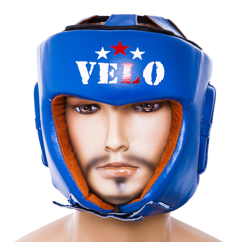 Шолом боксерський Velo AIBA, шкіра, розмір М, L, XL, синій