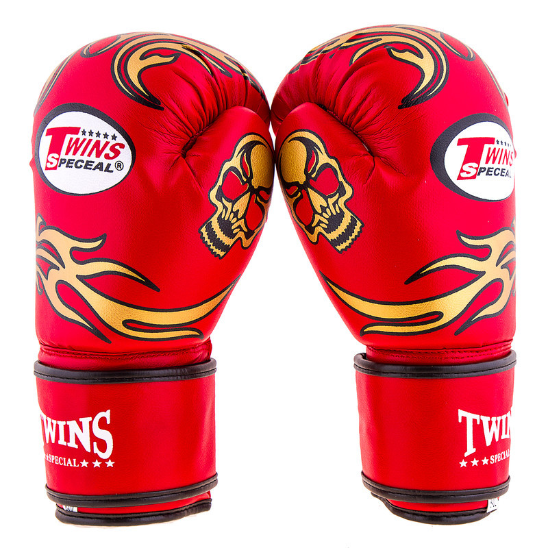 Боксерские перчатки Twins, PVC, 8oz,10oz,12oz, красный.