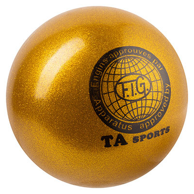 Мяч гимнастический TA SPORT, 280грамм, 16 см, глиттер, золото