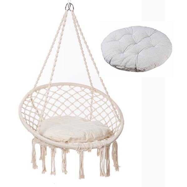 Гамак круглый "Macrame", белый, подушка. 