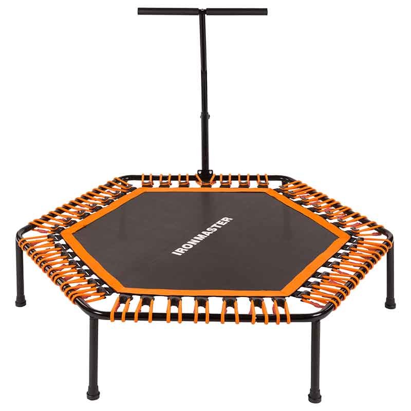 Фитнес батут с ручкой, 50"(126см) IronMaster, оранжевый/черный.