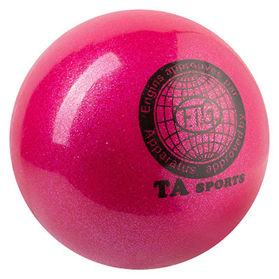 Мяч гимнастический TA SPORT, 400грамм, 19 см, глиттер, розовый.