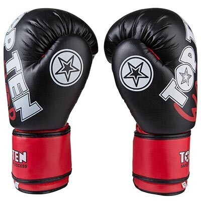 Боксерські рукавички TopTen WARRIOR, PVC, 6oz,8oz,10oz,12oz, чорно-червоний.