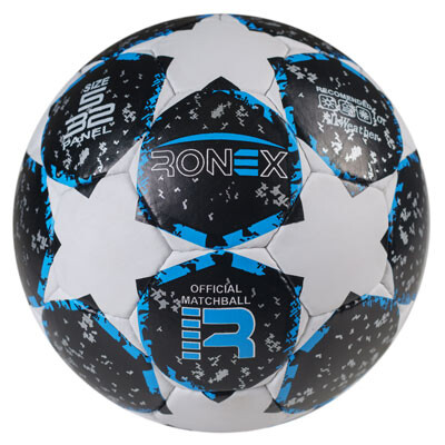 Мяч футбольный Grippy Ronex AD/F5, черный/синий. Скидка от 50 шт.