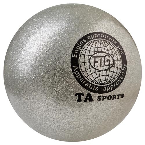 Мяч гимнастический TA SPORT, 400грамм, 19 см, глиттер, серебро.