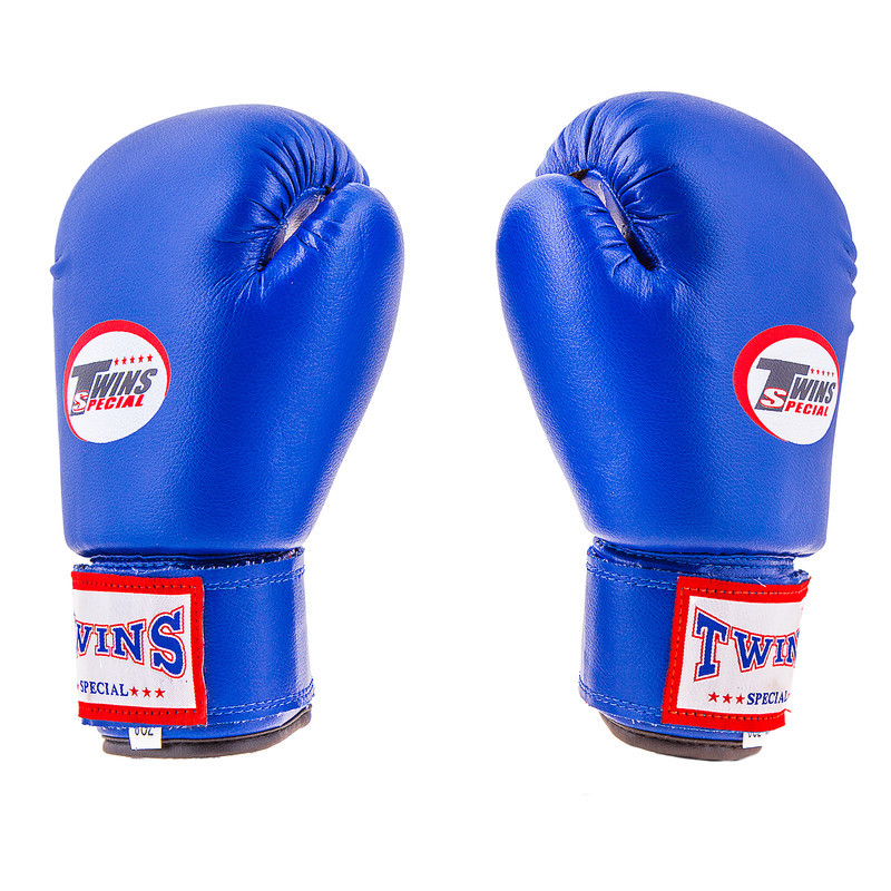 Боксерские перчатки Twins, PVC, 6oz, синий, без рисунка.