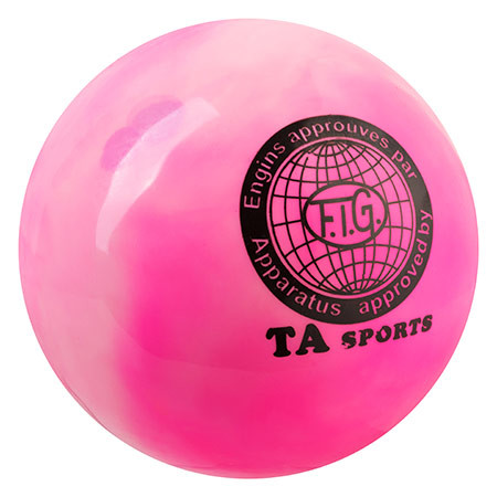 Мяч гимнастический TA SPORT, 400грамм 19 см, мраморный розовый.