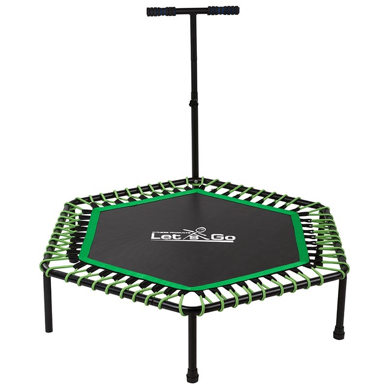 Фітнес батут з ручкою, 50" (127см) Let'sGo, чорний/салатовий. Знижка від 5 шт.